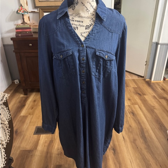 Cato Navy Denim Shirt Dress - Picture 1 of 5